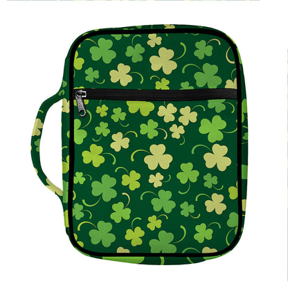 Green Clover Saint Patrick's Day Print Front Pocket Bible Bag