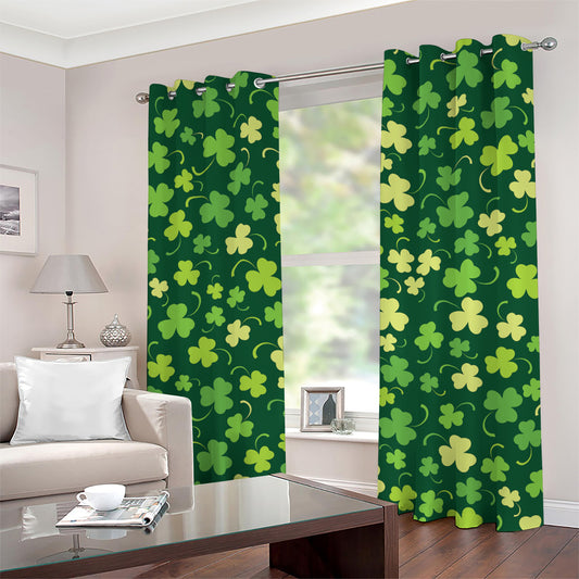 Green Clover Saint Patrick's Day Print Grommet Curtains