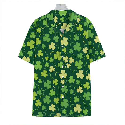 Green Clover Saint Patrick's Day Print Hawaiian Shirt