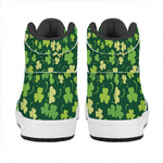 Green Clover Saint Patrick's Day Print High Top Leather Sneakers