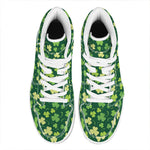 Green Clover Saint Patrick's Day Print High Top Leather Sneakers