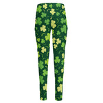 Green Clover Saint Patrick's Day Print High-Waisted Pocket Leggings