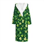 Green Clover Saint Patrick's Day Print Hooded Bathrobe