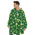 Green Clover Saint Patrick's Day Print Hoodie Blanket