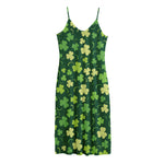 Green Clover Saint Patrick's Day Print Jersey Midi Cami Dress