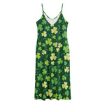 Green Clover Saint Patrick's Day Print Jersey Midi Cami Dress