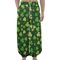 Green Clover Saint Patrick's Day Print Lantern Pants