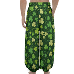 Green Clover Saint Patrick's Day Print Lantern Pants