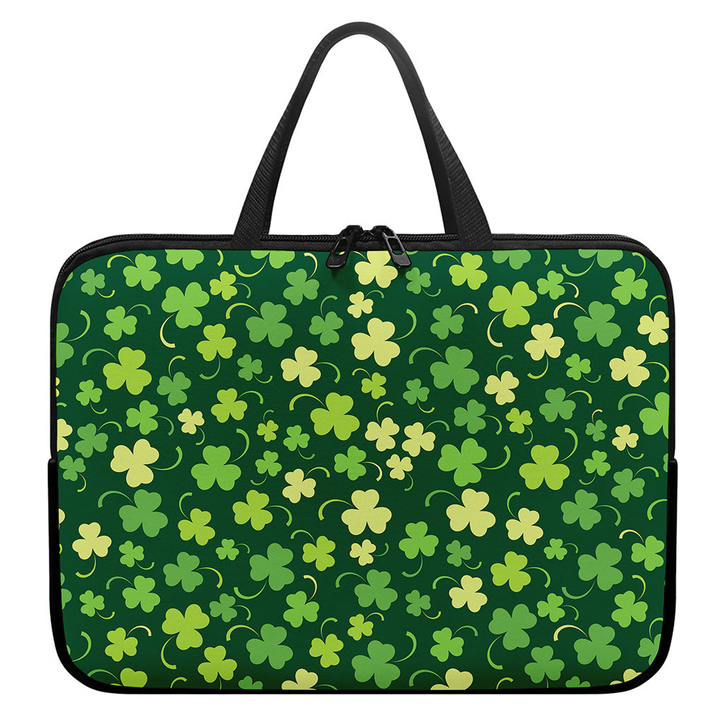Green Clover Saint Patrick's Day Print Laptop Sleeve With Handle