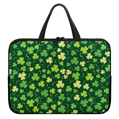 Green Clover Saint Patrick's Day Print Laptop Sleeve With Handle
