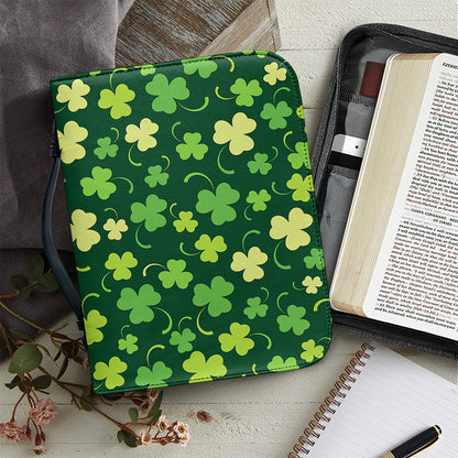 Green Clover Saint Patrick's Day Print Leather Bible Cover