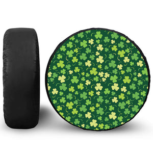 Green Clover Saint Patrick's Day Print Leather Spare Tire Cover