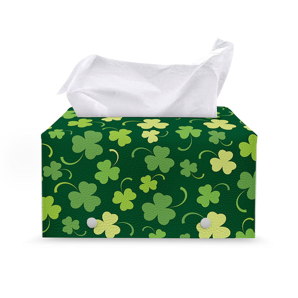 Green Clover Saint Patrick's Day Print Leather Tissue Box Cover