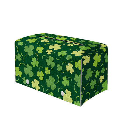 Green Clover Saint Patrick's Day Print Leather Tissue Box Cover