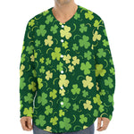 Green Clover Saint Patrick's Day Print Long Sleeve Baseball Jersey