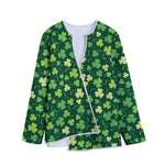 Green Clover Saint Patrick's Day Print Long Sleeve Short Coat