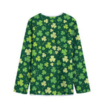 Green Clover Saint Patrick's Day Print Long Sleeve Short Coat