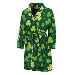 Green Clover Saint Patrick's Day Print Men's Bathrobe