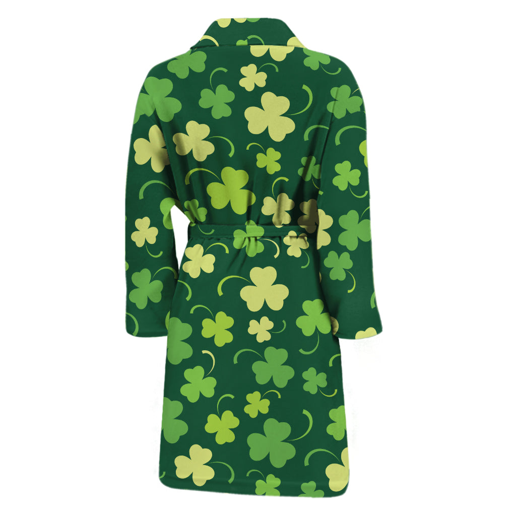 Green Clover Saint Patrick's Day Print Men's Bathrobe