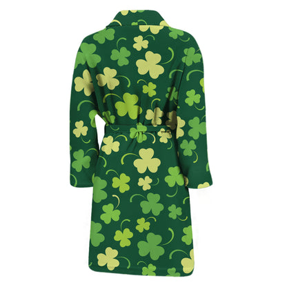 Green Clover Saint Patrick's Day Print Men's Bathrobe