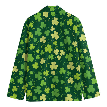 Green Clover Saint Patrick's Day Print Men's Blazer