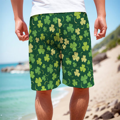 Green Clover Saint Patrick's Day Print Men's Cargo Shorts