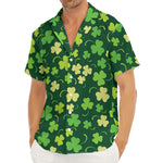 Green Clover Saint Patrick's Day Print Men's Deep V-Neck Shirt