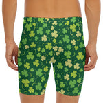 Green Clover Saint Patrick's Day Print Men's Long Boxer Briefs