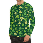 Green Clover Saint Patrick's Day Print Men's Long Sleeve Rash Guard