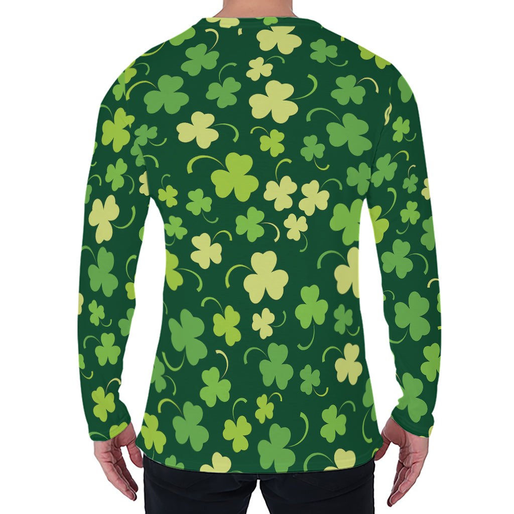 Green Clover Saint Patrick's Day Print Men's Long Sleeve T-Shirt