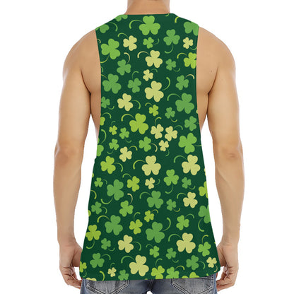 Green Clover Saint Patrick's Day Print Men's Muscle Tank Top