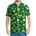 Green Clover Saint Patrick's Day Print Men's Polo Shirt