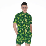 Green Clover Saint Patrick's Day Print Men's Rompers
