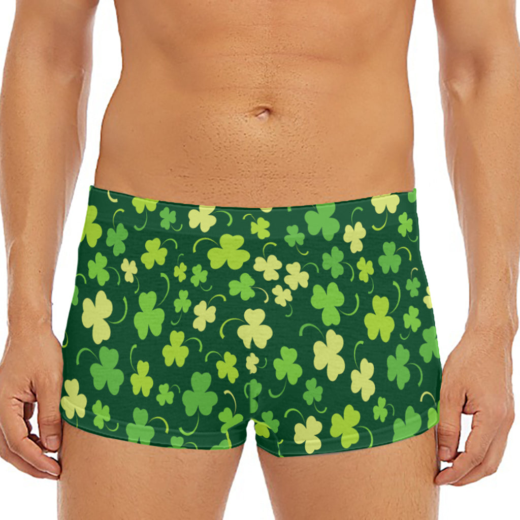 Green Clover Saint Patrick's Day Print Men's Short Boxer Briefs