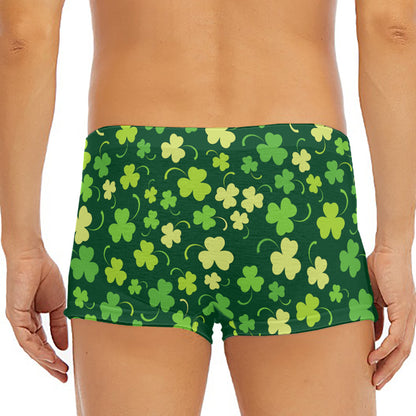 Green Clover Saint Patrick's Day Print Men's Short Boxer Briefs