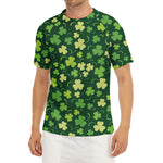 Green Clover Saint Patrick's Day Print Men's Short Sleeve Rash Guard