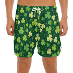 Green Clover Saint Patrick's Day Print Men's Split Running Shorts
