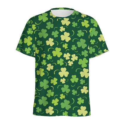 Green Clover Saint Patrick's Day Print Men's Sports T-Shirt