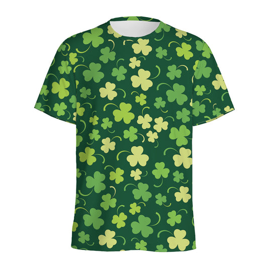 Green Clover Saint Patrick's Day Print Men's Sports T-Shirt