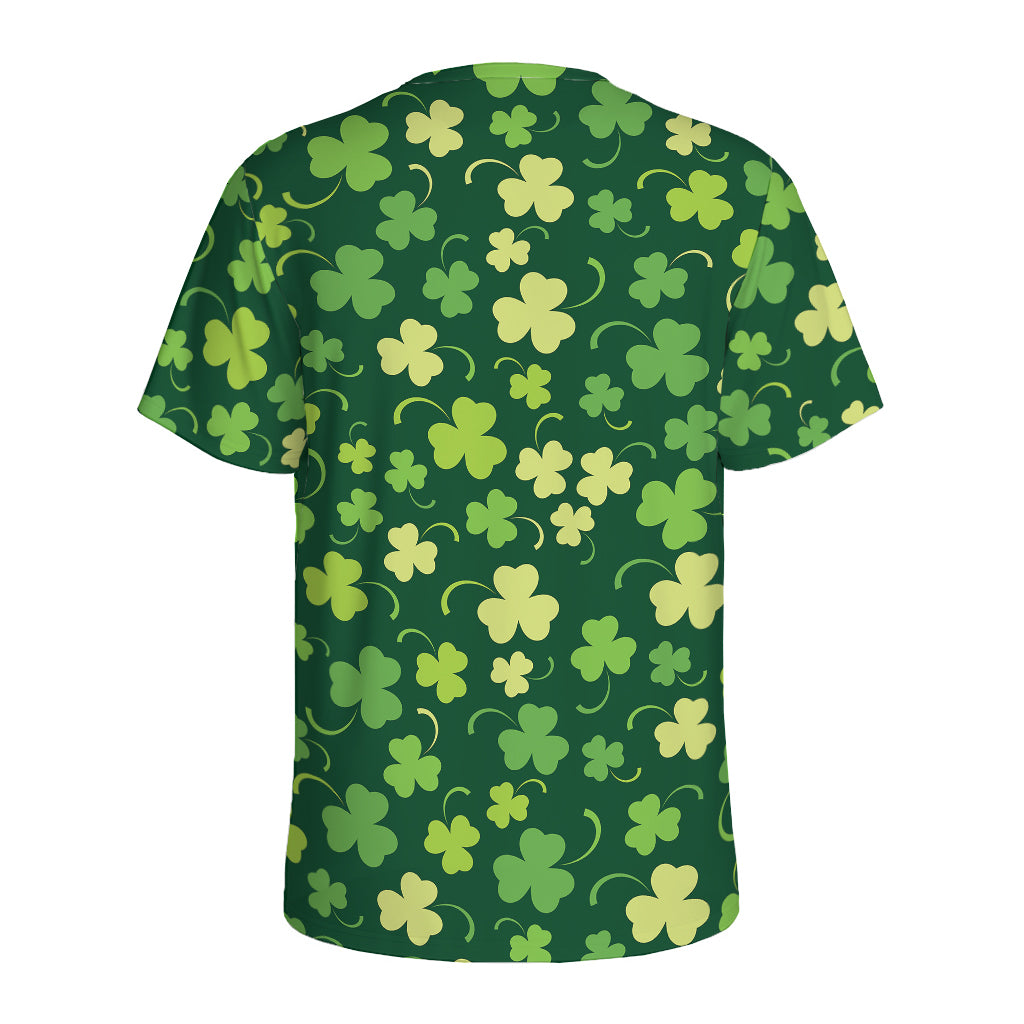 Green Clover Saint Patrick's Day Print Men's Sports T-Shirt