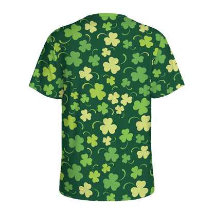 Green Clover Saint Patrick's Day Print Men's Sports T-Shirt