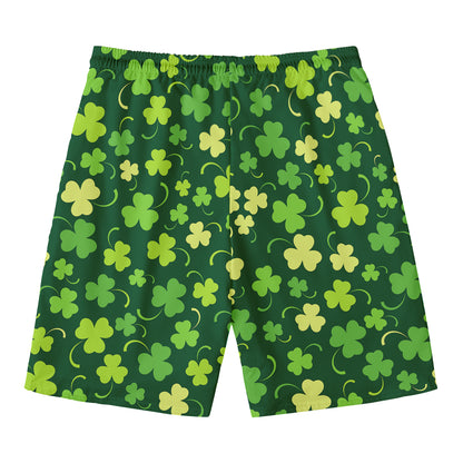 Green Clover Saint Patrick's Day Print Men's Swim Trunks
