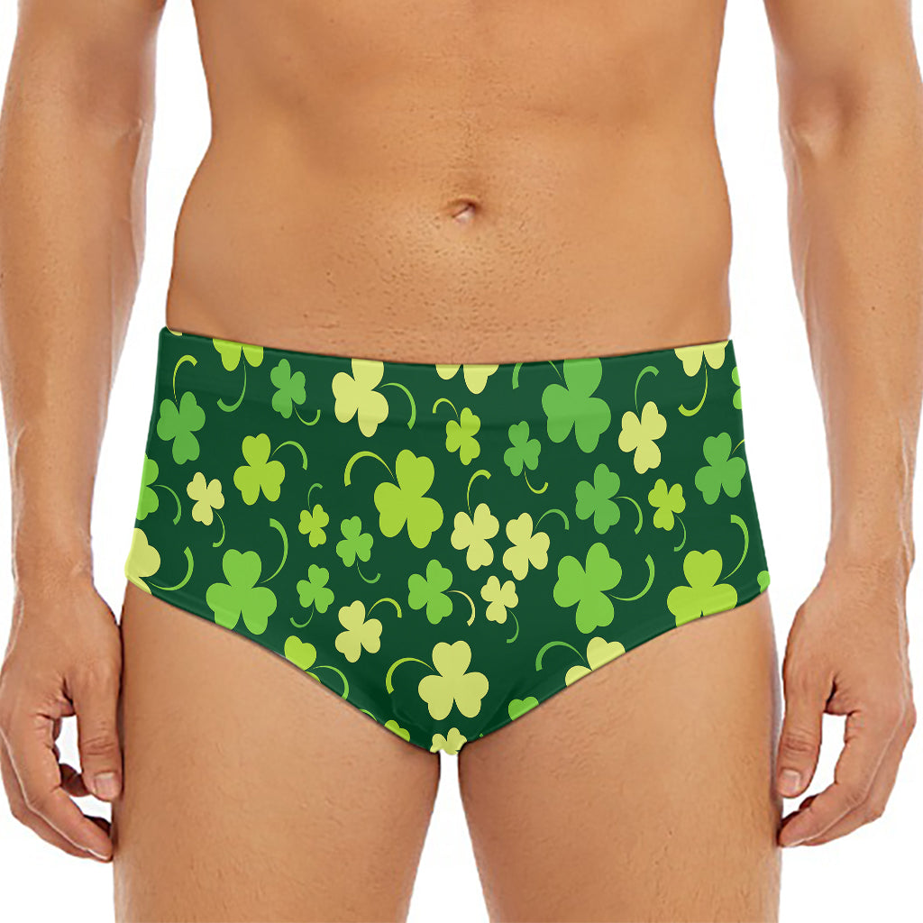 Green Clover Saint Patrick's Day Print Men's Triangle Swim Briefs