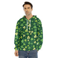 Green Clover Saint Patrick's Day Print Men's Velvet Pullover Hoodie