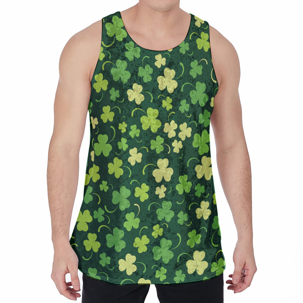 Green Clover Saint Patrick's Day Print Men's Velvet Tank Top