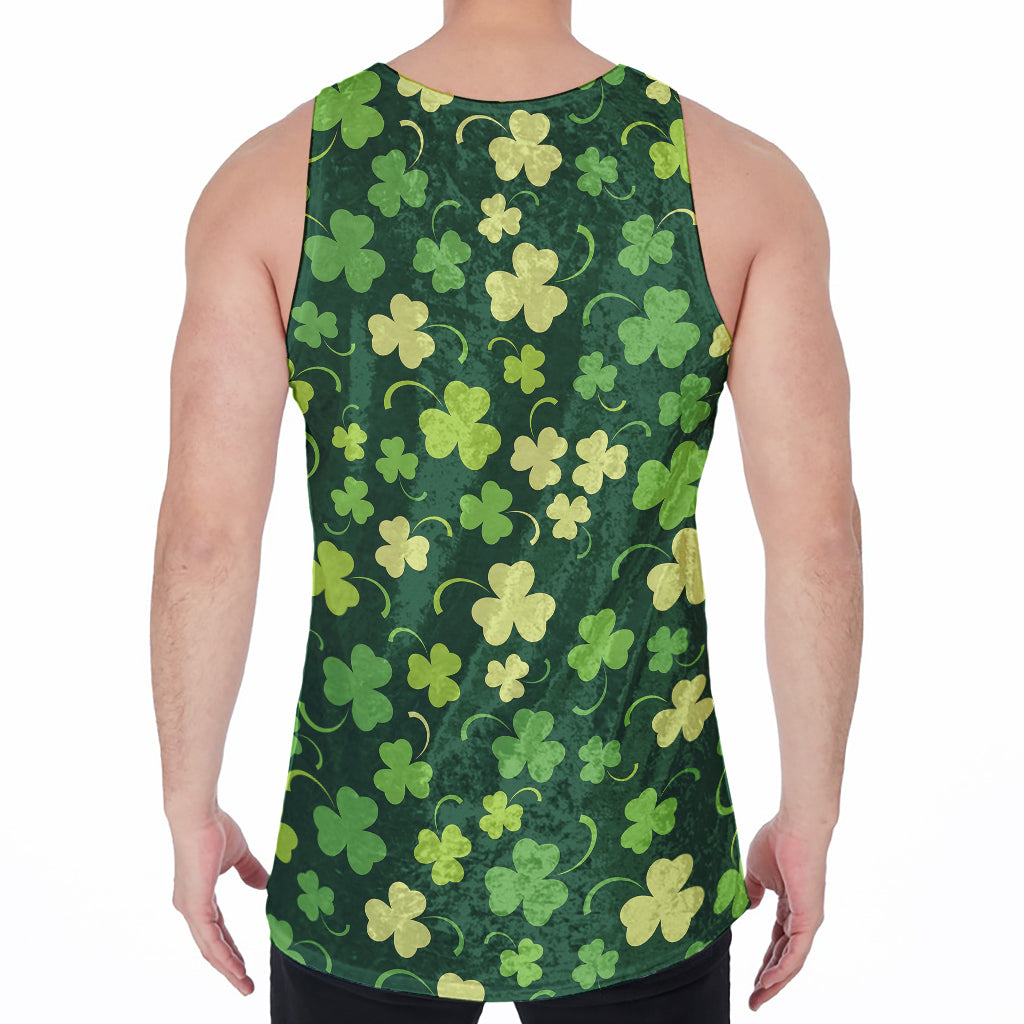 Green Clover Saint Patrick's Day Print Men's Velvet Tank Top