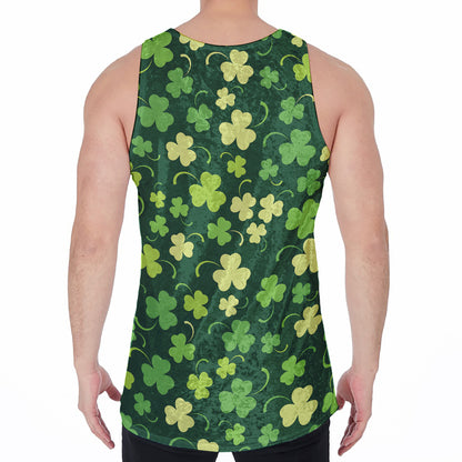 Green Clover Saint Patrick's Day Print Men's Velvet Tank Top