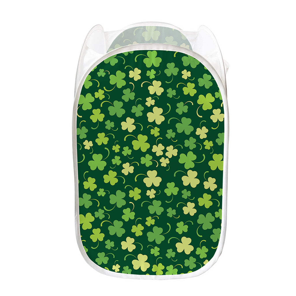 Green Clover Saint Patrick's Day Print Mesh Laundry Hamper