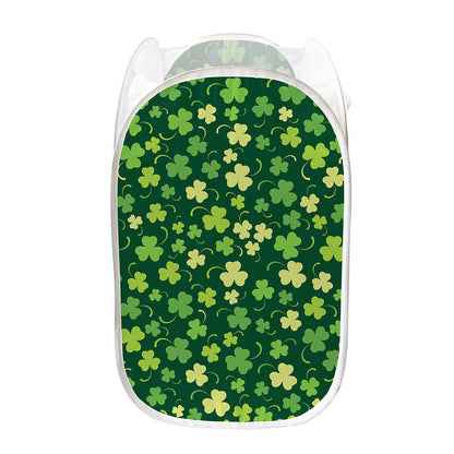 Green Clover Saint Patrick's Day Print Mesh Laundry Hamper