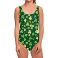 Green Clover Saint Patrick's Day Print One Piece Swimsuit